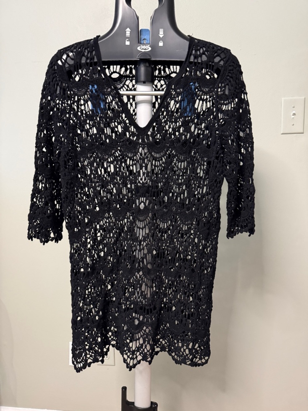 Surf Gypsy Black Crochet Swim Cover-Up Tunic